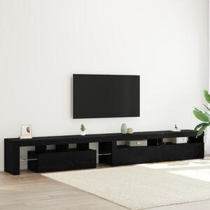 TV szekrények 3 db LED világítással Fekete tölgy Mérnöki fa