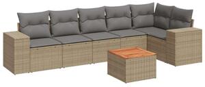 VidaXL Polyrattan Kerti Ülőgarnitúra - 7 részes - Bézs