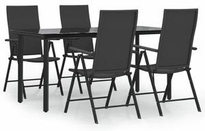 Black Polyrattan Kerti Étkezőgarnitúra - 5 részes
