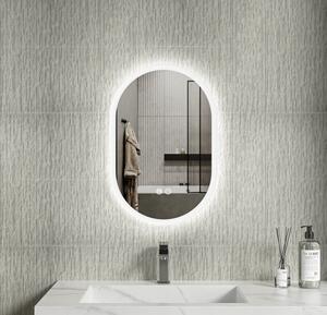 Erga Demi, ovális LED tükör 40x60cm, 3 fényszín, elülső világítás, páramentes fűtőpárna, ERG-V01-DEMI-4060-CL