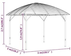 VidaXL antracitszürke pavilon oldalfalakkal és ívelt tetővel 3 x 3 m