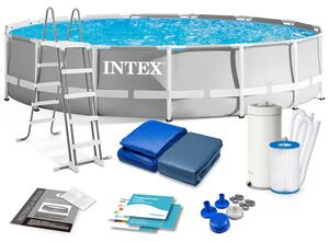 Intex Prism Frame 457x107cm Prémium fémvázas medence szett vízforgató, létra, alátét, takaró (26724NP)