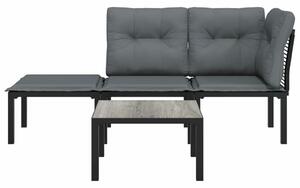 VidaXL Polyrattan Kerti Ülőgarnitúra - 4 részes - Fekete-Szürke