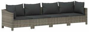Polyrattan Kerti Ülőgarnitúra - 5 részes - Szürke