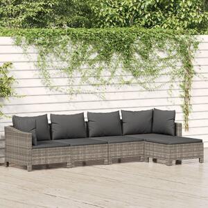 Polyrattan Kerti Ülőgarnitúra - 5 részes - Szürke