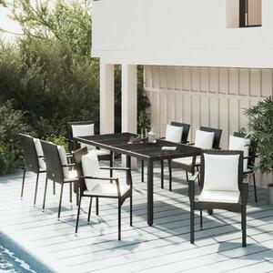 VidaXL Polyrattan Kerti Étkezőgarnitúra - 9 részes - Fekete