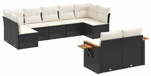 VidaXL Polyrattan Kerti Ülőgarnitúra - 9 részes - Fekete
