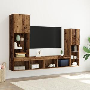 TV szekrény LED lámpákkal Megkopott fa 40.5x30x102 cm