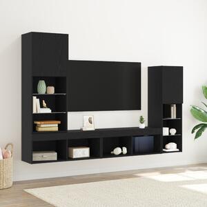 TV szekrény LED -es lámpákkal 4 pcs Musta tammi Faanyag