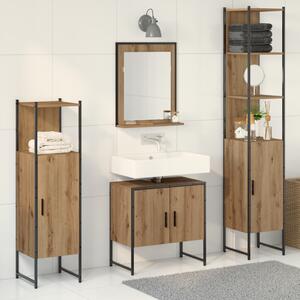 Fürdőszoba bútor szett 4 pcs Barna 33 x 33 x 185.5 cm Faanyag