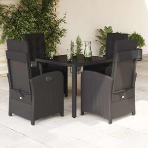 VidaXL Polyrattan Kerti Étkezőgarnitúra - 5 részes - Fekete