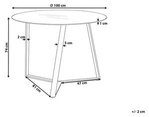 Fekete Étkezőasztal Üveglappal ⌀ 100 cm KEBRI