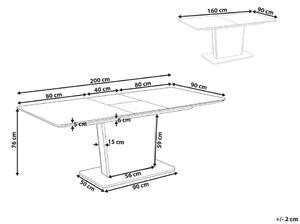 Fehér Bővíthető Étkezőasztal 160/200 x 90 cm SUNDS