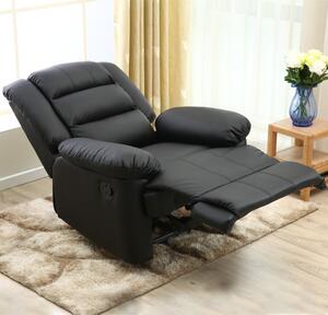 Relax fotelágy, dönthető háttámlával, lábtartóval - Fekete