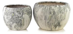 Kerámia kaspó MONDEX NEVA 51x51x35 cm és 38x38x30 cm világosszürke-zöld 2 db