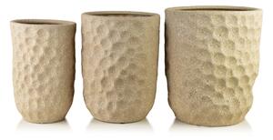 Kerámia kaspó szett MONDEX NEVA BEIGE 39x39x46 cm / 31,5x31,5x42,5 cm / 25,5x25,5x39 cm bézs 3 db