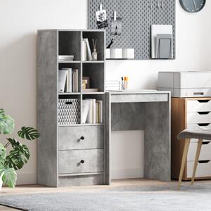 Tárolóval rendelkező íróasztal fiókkal 2 pcs Beton Szürke