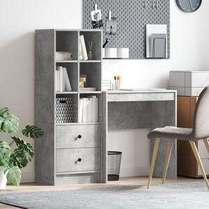 Asztal fiókkal polcokkal tárolóval 2 pcs Beton Szürke