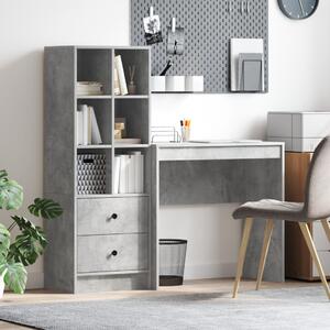 Asztal fiókkal polcokkal tárolóval 2 pcs Beton Szürke