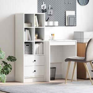 Asztal fiókkal polcokkal tárolóval 2 pcs Fehér