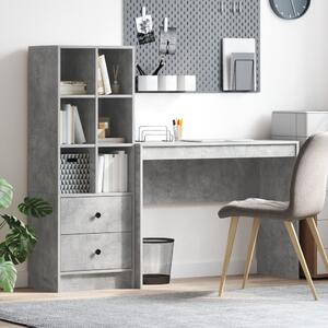 Asztal fiókkal polcokkal tárolóval 2 pcs Beton Szürke