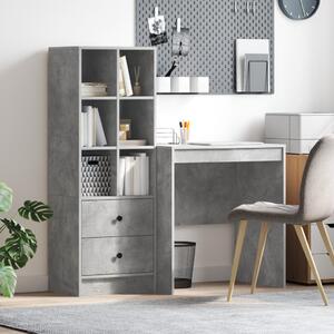 Asztal fiókkal polcokkal tárolóval 2 pcs Beton Szürke
