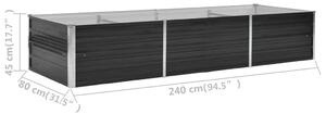 VidaXL antracitszürke horganyzott acél kerti magaságyás 240x80x45 cm
