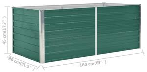 VidaXL zöld horganyzott acél kerti magaságyás 160 x 80 x 45 cm