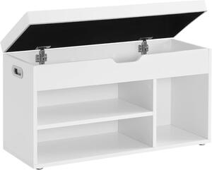 Cipőtartó pad tárolórekesszel, 80 cm - fehér