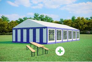 SZETT: Party sátor 6x12 m PREMIUM – sátor + sörpad szettek szín kék-fehér