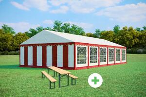 SZETT: Party sátor 6x12 m PREMIUM – sátor + sörpad szettek szín piros-fehér