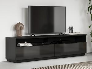 TV-állvány Talevaro 102, Laminált forgácslap, 51x200x41cm, Fekete, Fényes fekete