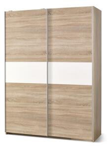 Gardróbszekrény Cirveso 110, Laminált forgácslap, 210x153x58cm, Sonoma tölgy, Fényes fehér