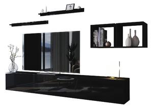 Nappali bútorsor Berny 18 (fekete + fényes fekete). 1035439
