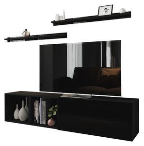 Nappali bútorsor Berny 19 (fekete + fényes fekete). 1036079
