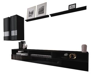 Nappali bútorsor Berny 24 (fekete + fényes fekete). 1036087