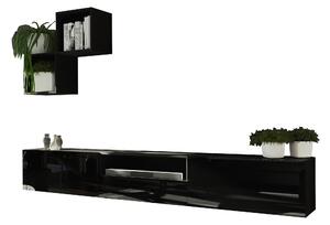 Nappali bútorsor Berny 35 (fekete + fényes fekete). 1036095