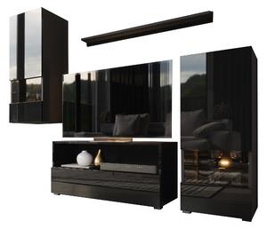 Nappali bútorsor Berny 39 (fekete + fényes fekete). 1041454