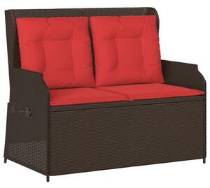 VidaXL barna polyrattan dönthető kerti pad párnákkal