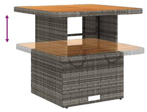 VidaXL szürke polyrattan és akácfa kerti asztal 80 x 80 x 71 cm