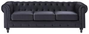 Kanapé 3 személyes CHESTERFIELD Bársony Fekete