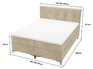 DEANAS kárpitozott boxspring ágy - krémszínű Méret: 160x200
