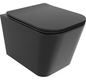 Mexen Teo, falra akasztható wc csésze 510x345x340 mm, Perem nélküli Tornado + duroplast wc ülőke, fekete matt, 30850685T