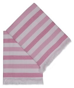 Rózsaszín pamut strandtörölköző szett 2 db-os 70x140 cm Stripe – Foutastic
