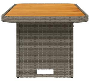 VidaXL szürke polyrattan és akácfa kerti asztal 90 x 55 x 71 cm