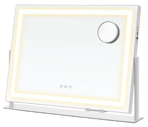 SONGMICS LWM002W02 LED-es sminktükör 15 izzóval matt fehér érintésvezérléssel