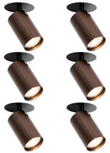 6 darabos modern süllyesztett spotlámpa szett sötét bronz GU10 50mm - Chels