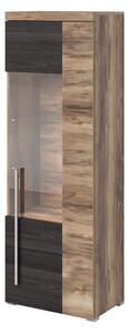 Könyvespolc Sorciro 104, Ajtókkal, Zárt, Üveg, Laminált forgácslap, 160x55x35cm, Sötét tölgy, Dió
