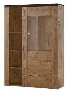 Könyvespolc Salelbo 116, Ajtókkal, Zárt, Laminált forgácslap, 145x100x37cm, Sötét tölgy, Lefkas tölgy