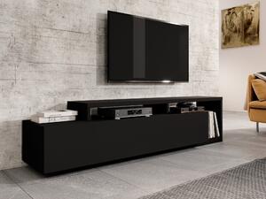 TV-állvány Lutiva 103, Laminált forgácslap, 52x219x45cm, Matt fekete